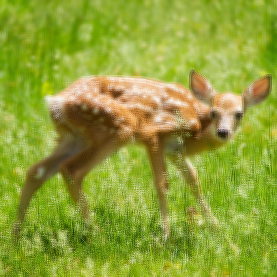 Deer wandering in grass